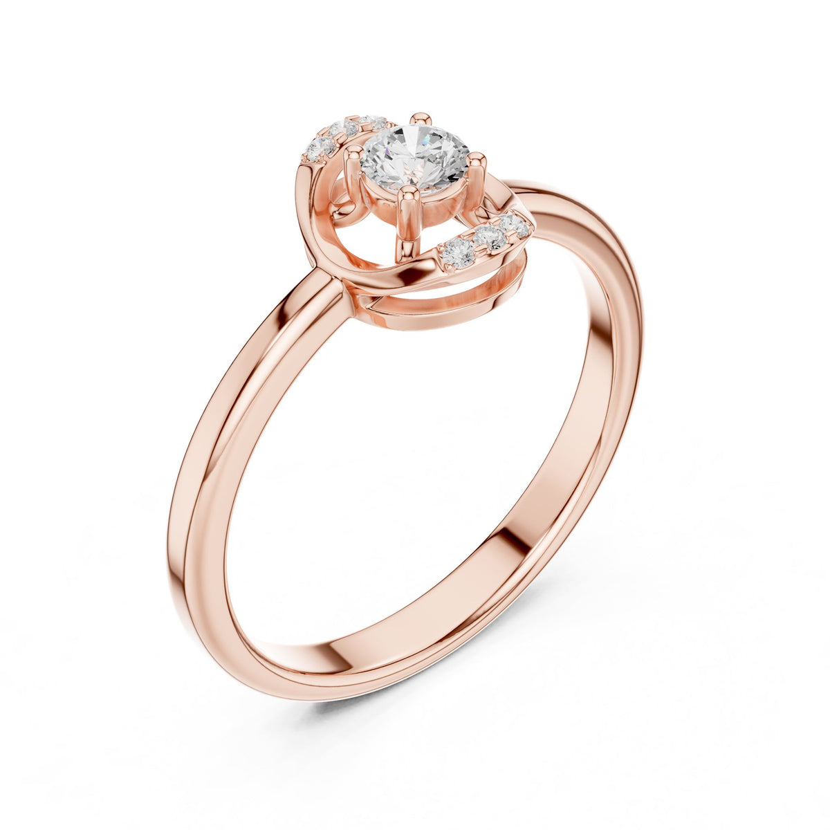Round Hidden Halo Lab Grown Diamond Engagement Ring