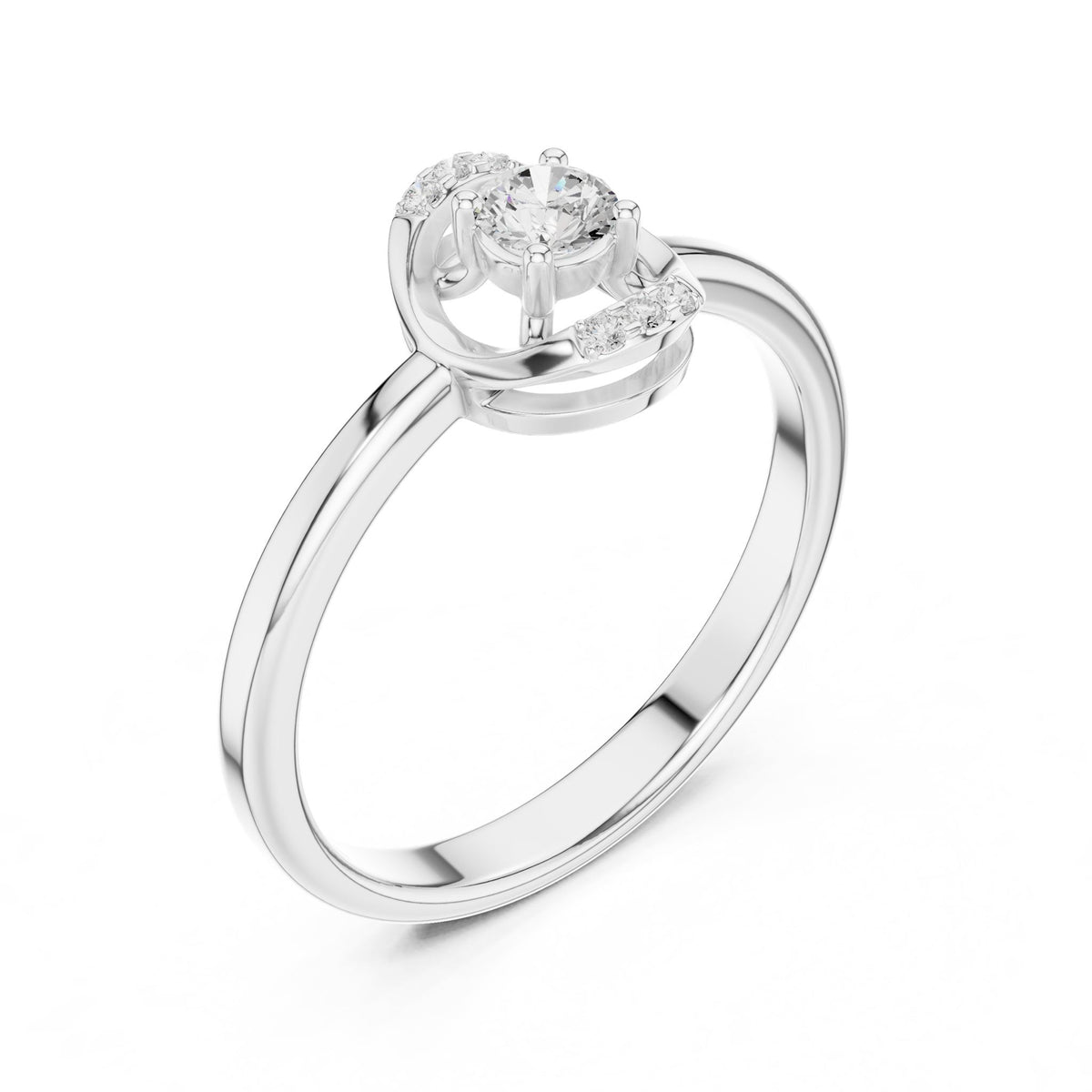 Round Hidden Halo Lab Grown Diamond Engagement Ring