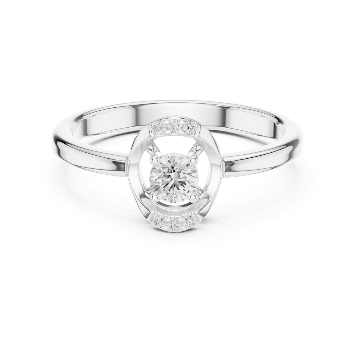 Round Hidden Halo Lab Grown Diamond Engagement Ring