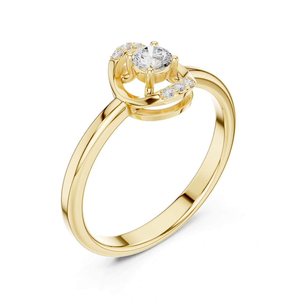 Round Hidden Halo Lab Grown Diamond Engagement Ring