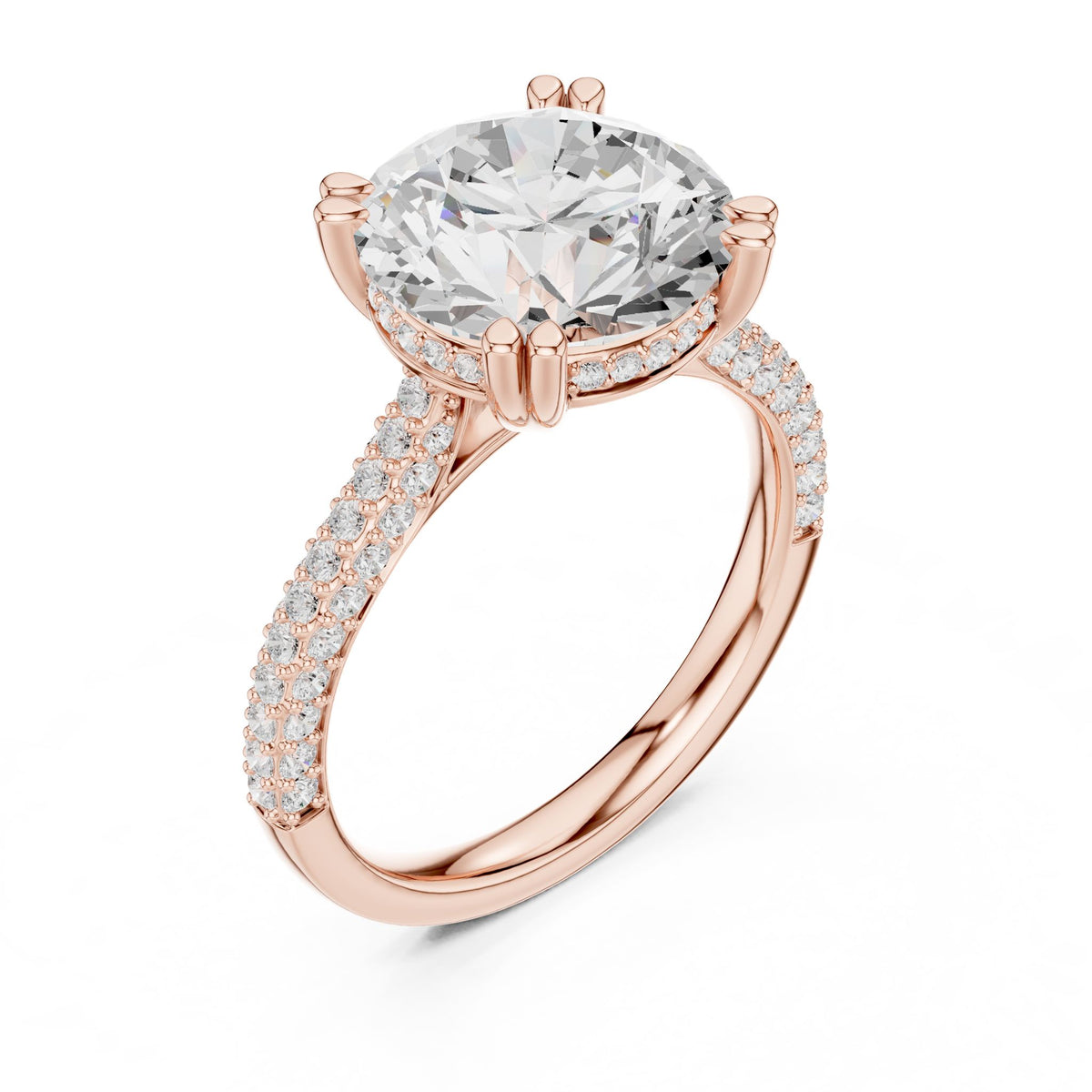 Round Hidden Halo Lab Grown Diamond Engagement Ring