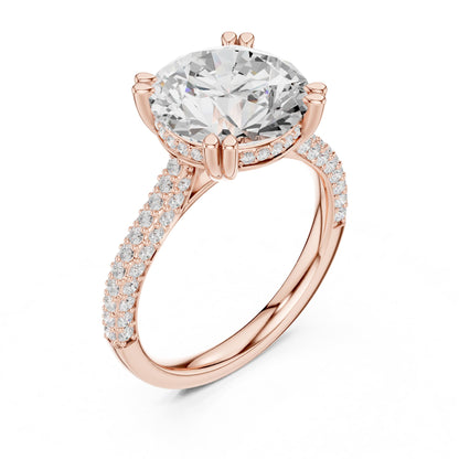 Round Hidden Halo Lab Grown Diamond Engagement Ring
