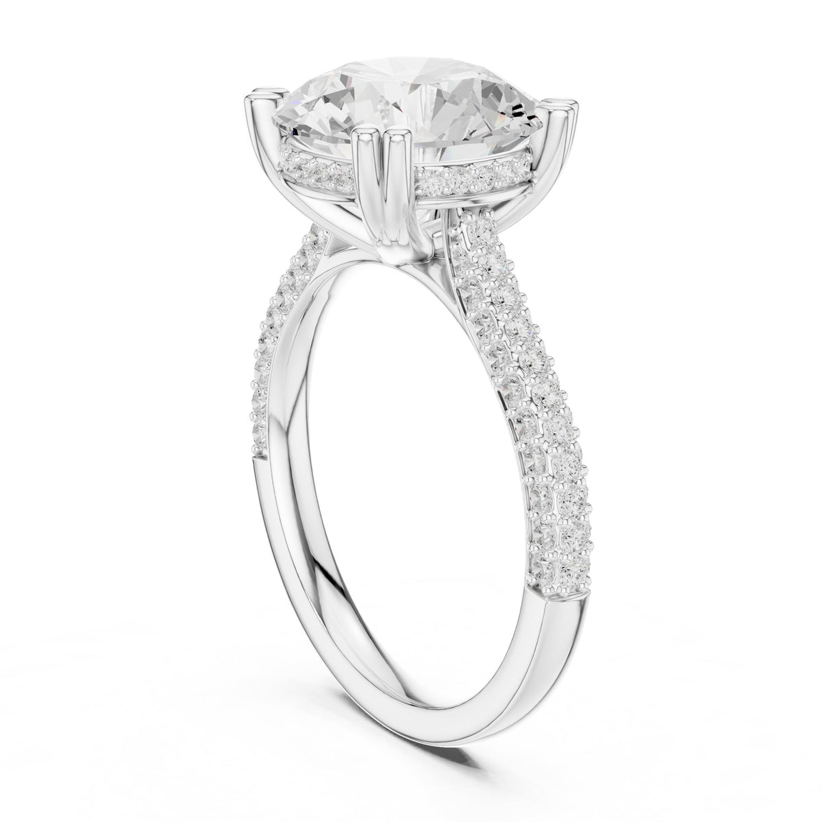 Round Hidden Halo Lab Grown Diamond Engagement Ring