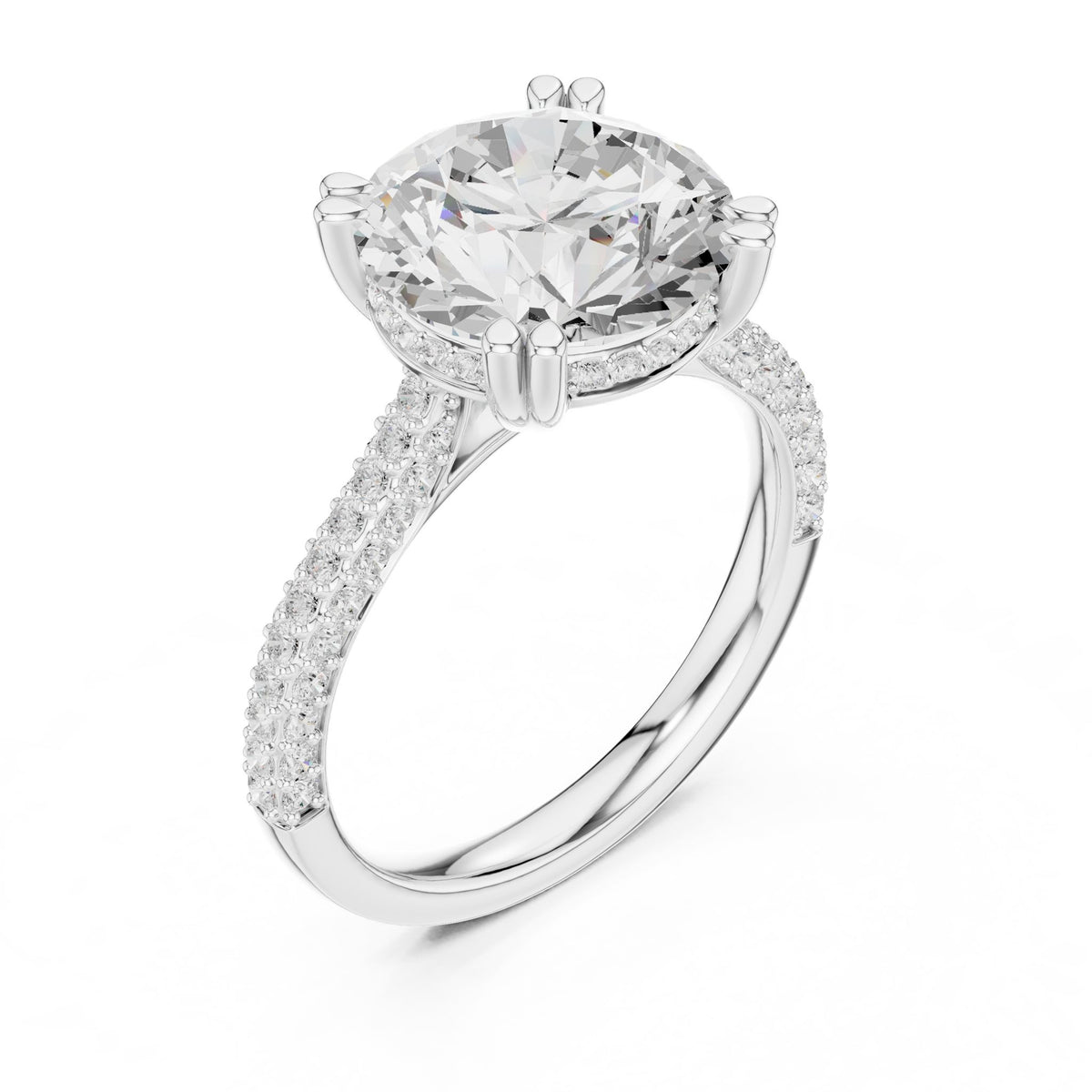 Round Hidden Halo Lab Grown Diamond Engagement Ring