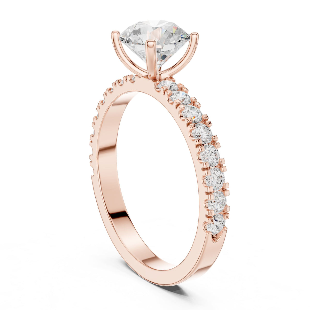 Round Pave Lab Grown Diamond Engagement Ring