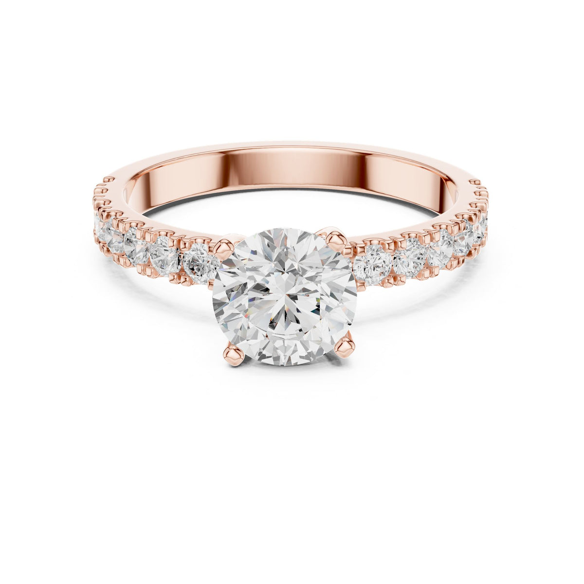 Round Pave Lab Grown Diamond Engagement Ring