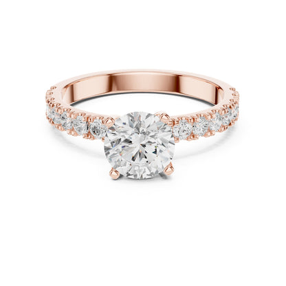 Round Pave Lab Grown Diamond Engagement Ring