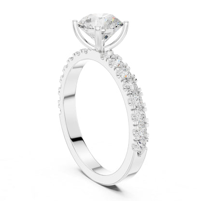 Round Pave Lab Grown Diamond Engagement Ring