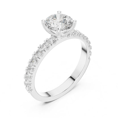 Round Pave Lab Grown Diamond Engagement Ring