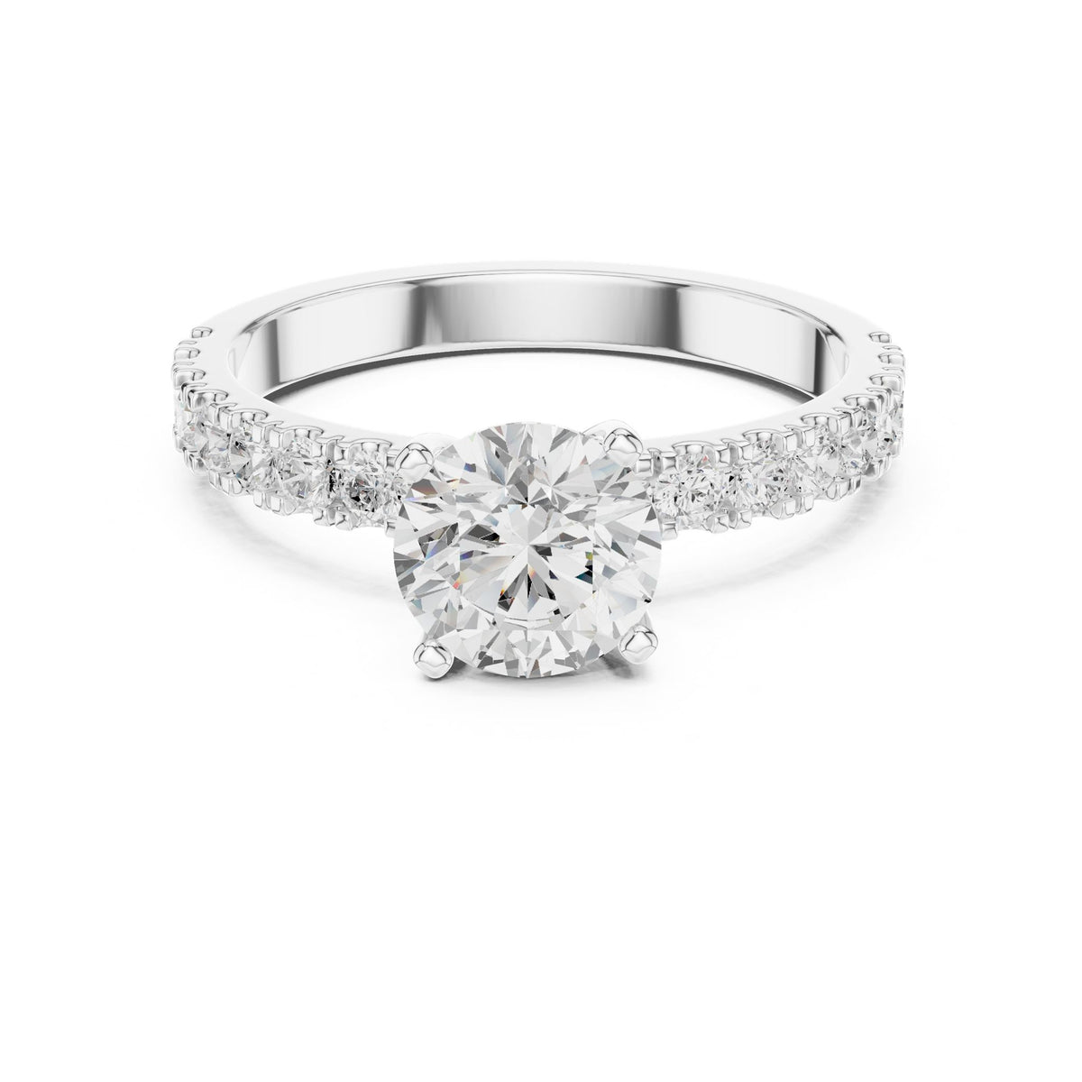 Round Pave Lab Grown Diamond Engagement Ring