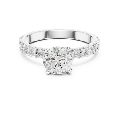 Round Pave Lab Grown Diamond Engagement Ring