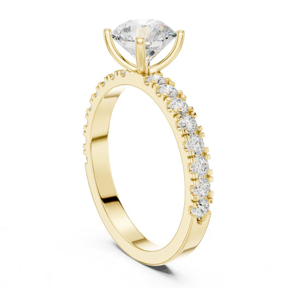 Round Pave Lab Grown Diamond Engagement Ring