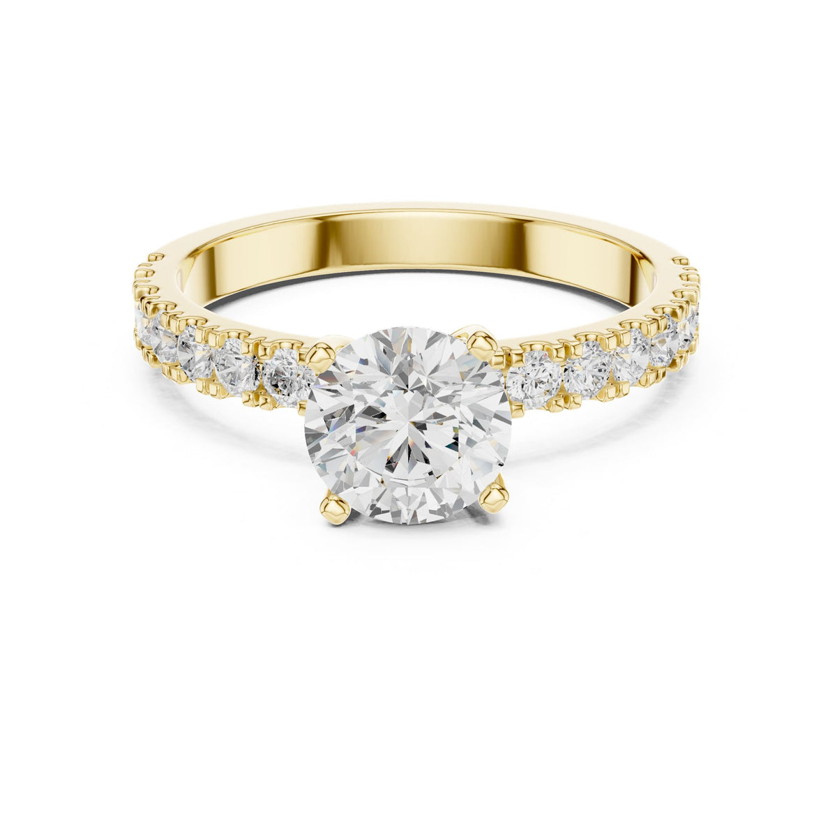 Round Pave Lab Grown Diamond Engagement Ring