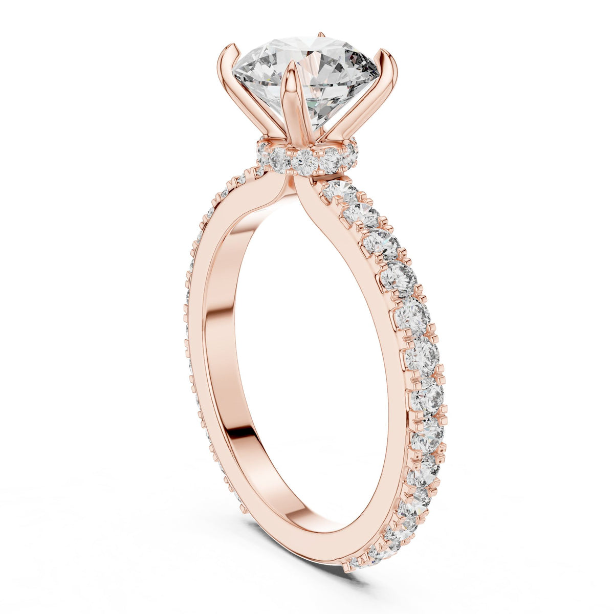 Round Pave Lab Grown Diamond Engagement Ring