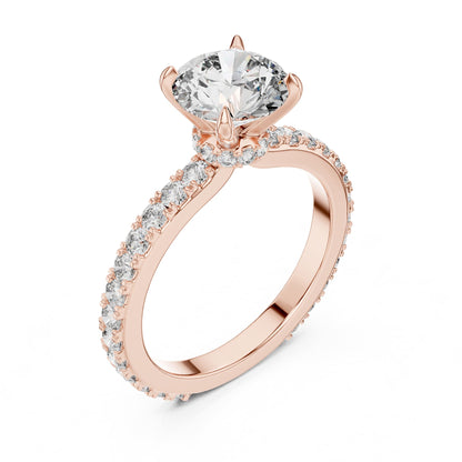 Round Pave Lab Grown Diamond Engagement Ring
