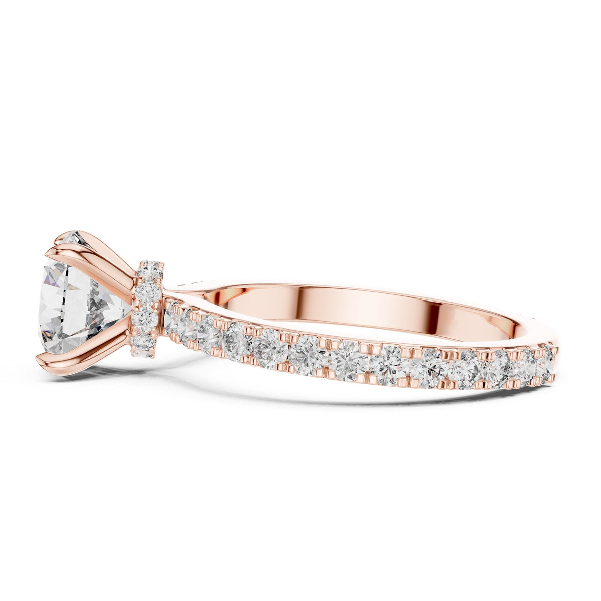 Round Pave Lab Grown Diamond Engagement Ring