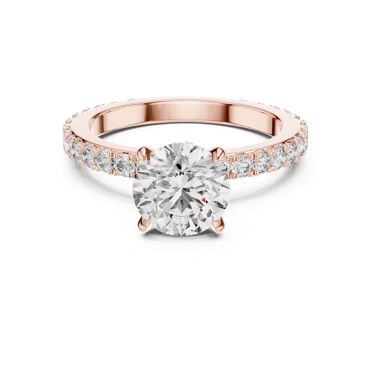 Round Pave Lab Grown Diamond Engagement Ring