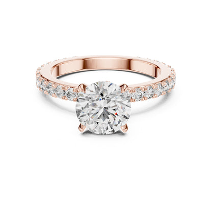 Round Pave Lab Grown Diamond Engagement Ring