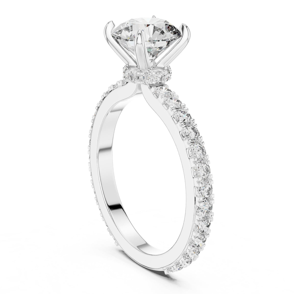 Round Pave Lab Grown Diamond Engagement Ring