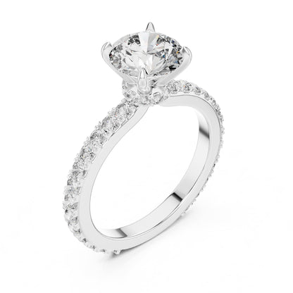 Round Pave Lab Grown Diamond Engagement Ring