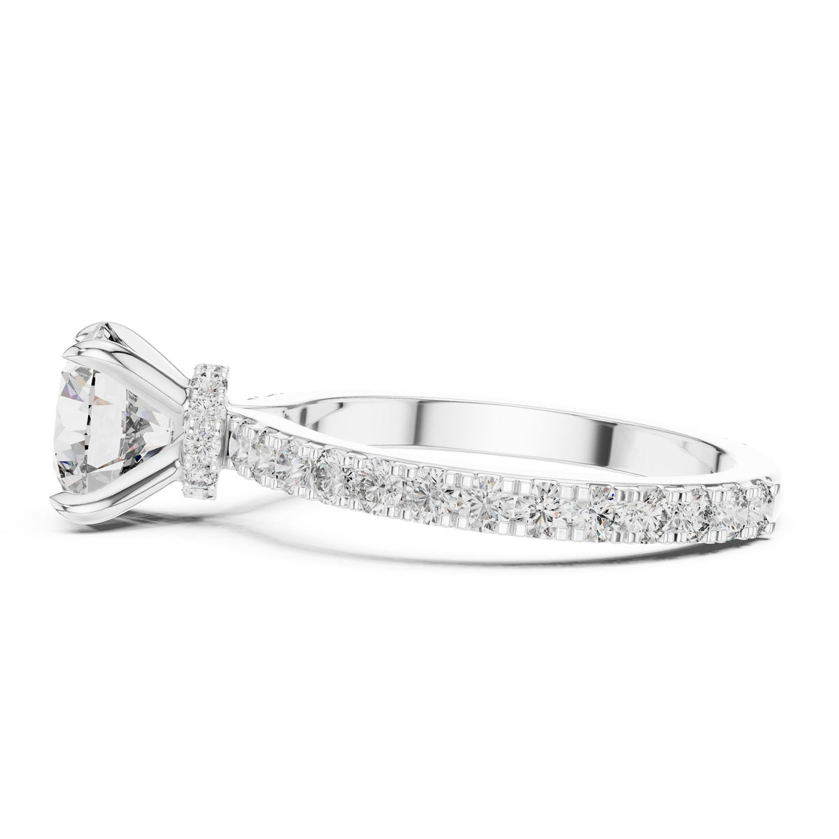 Round Pave Lab Grown Diamond Engagement Ring