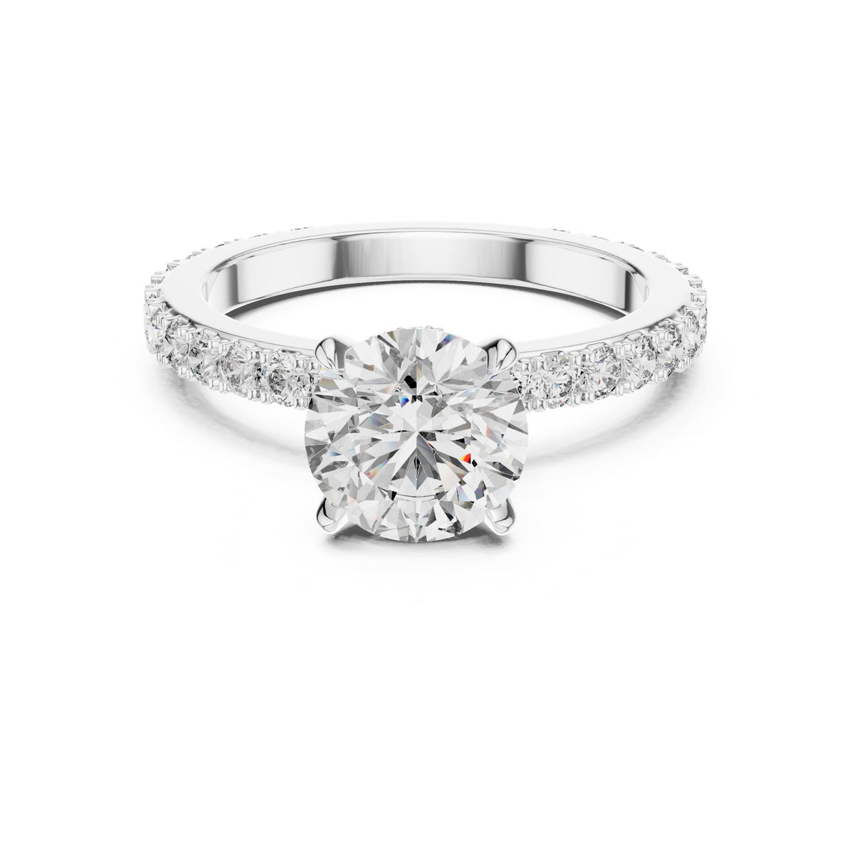 Round Pave Lab Grown Diamond Engagement Ring