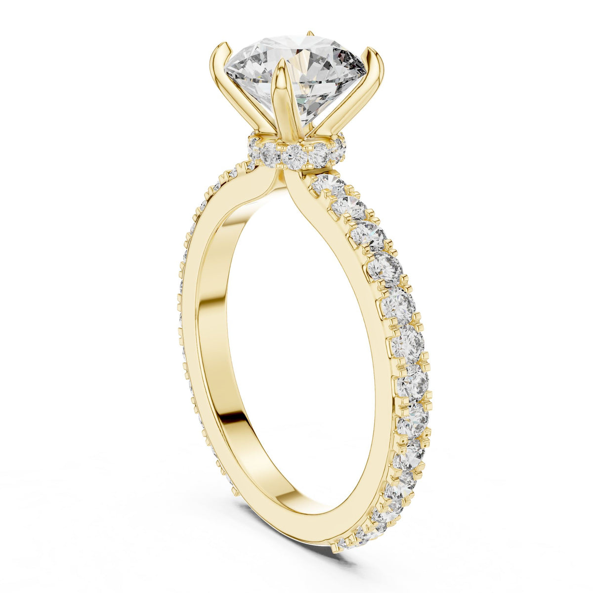 Round Pave Lab Grown Diamond Engagement Ring