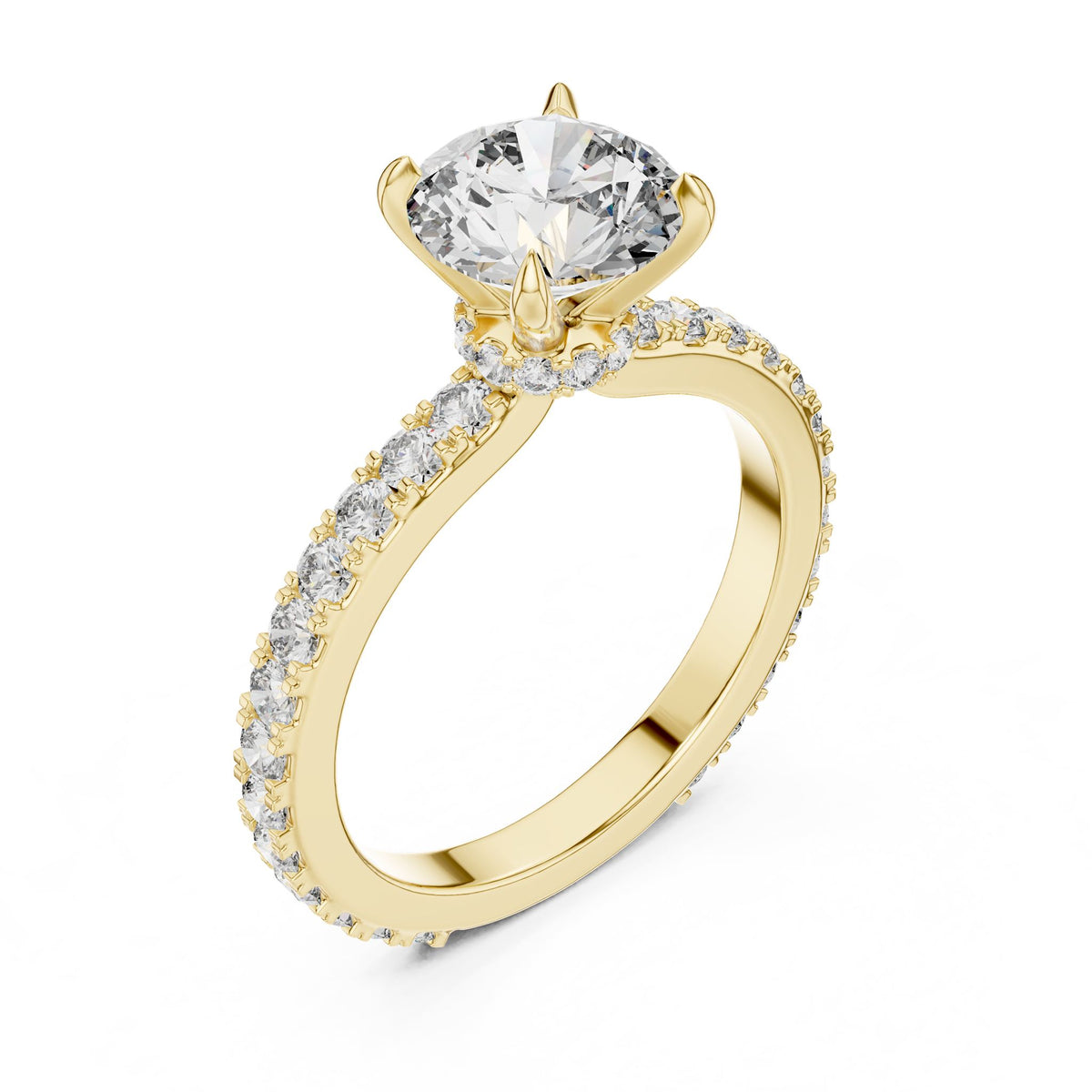 Round Pave Lab Grown Diamond Engagement Ring