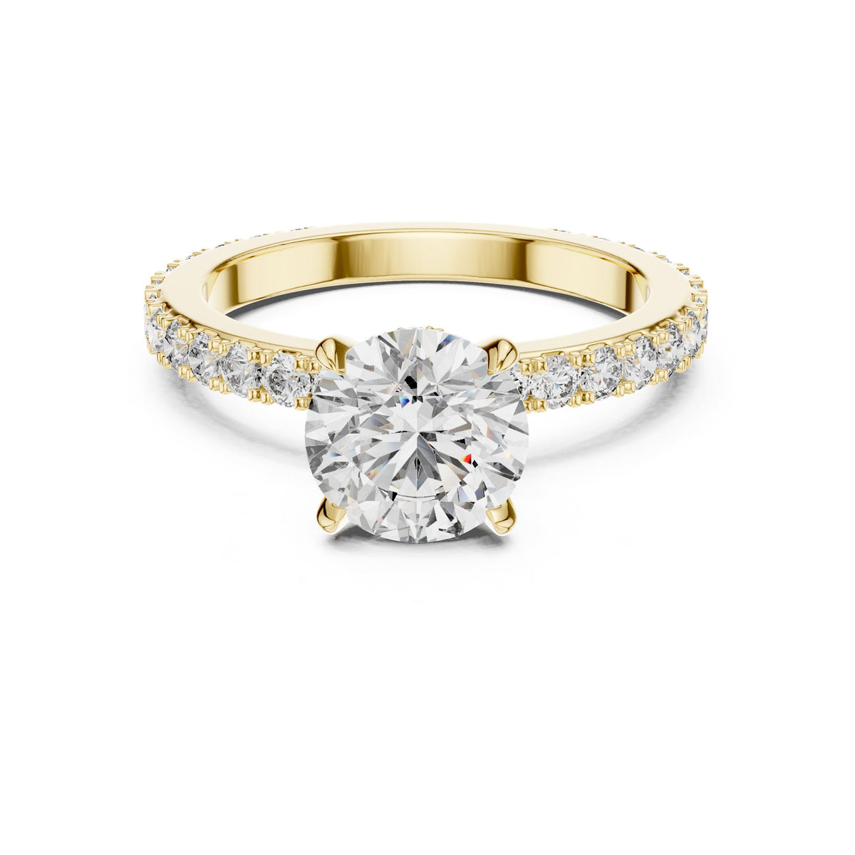 Round Pave Lab Grown Diamond Engagement Ring