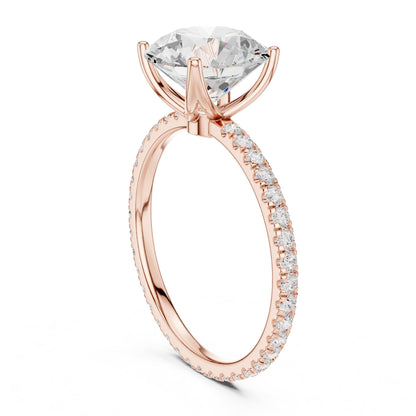 Round Pave Lab Grown Diamond Engagement Ring