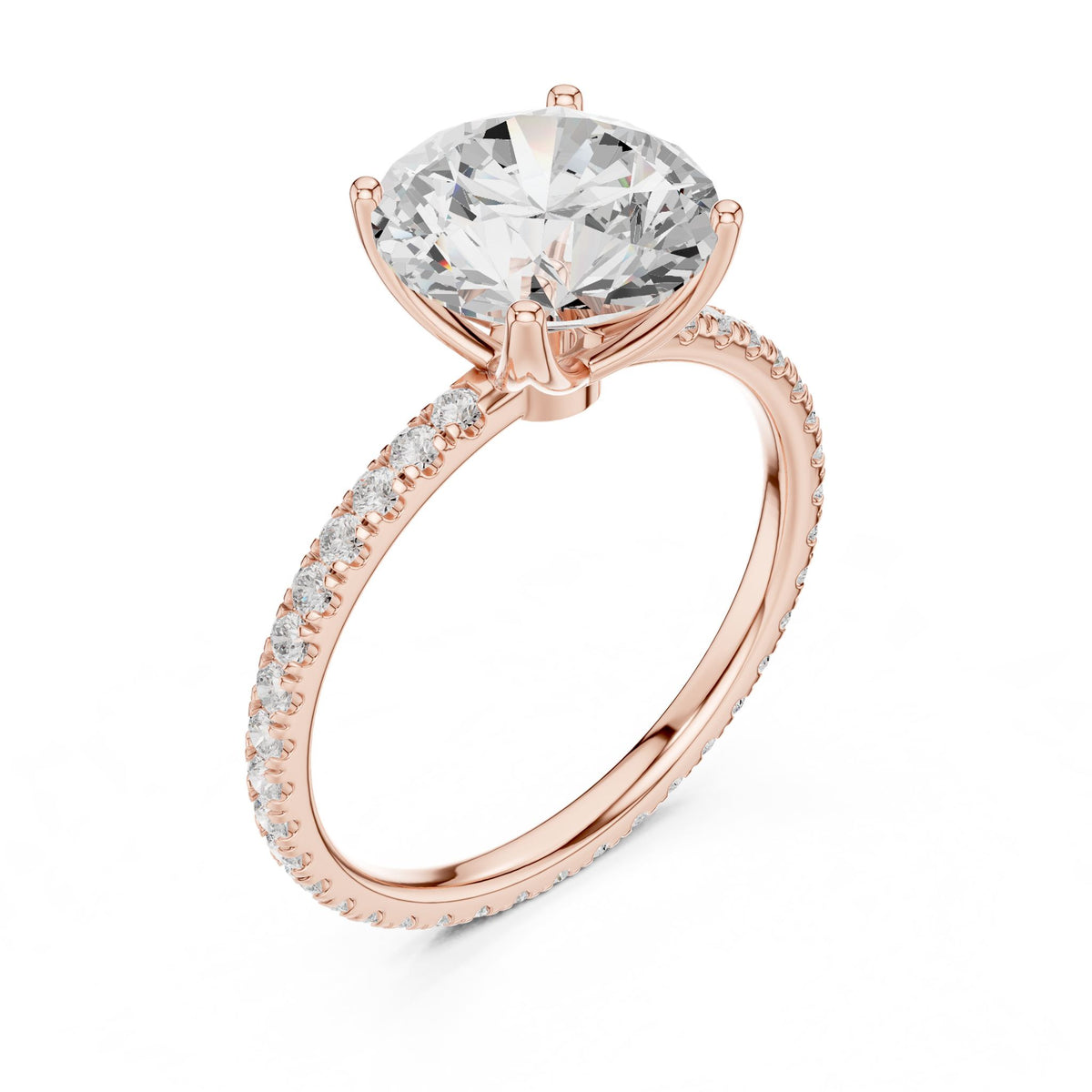 Round Pave Lab Grown Diamond Engagement Ring