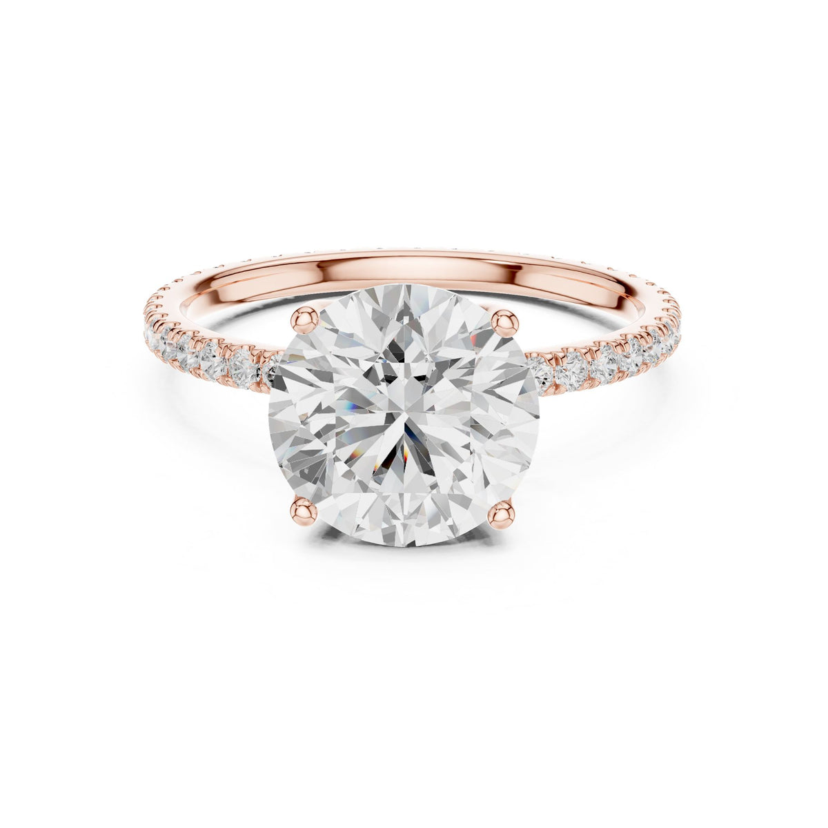 Round Pave Lab Grown Diamond Engagement Ring