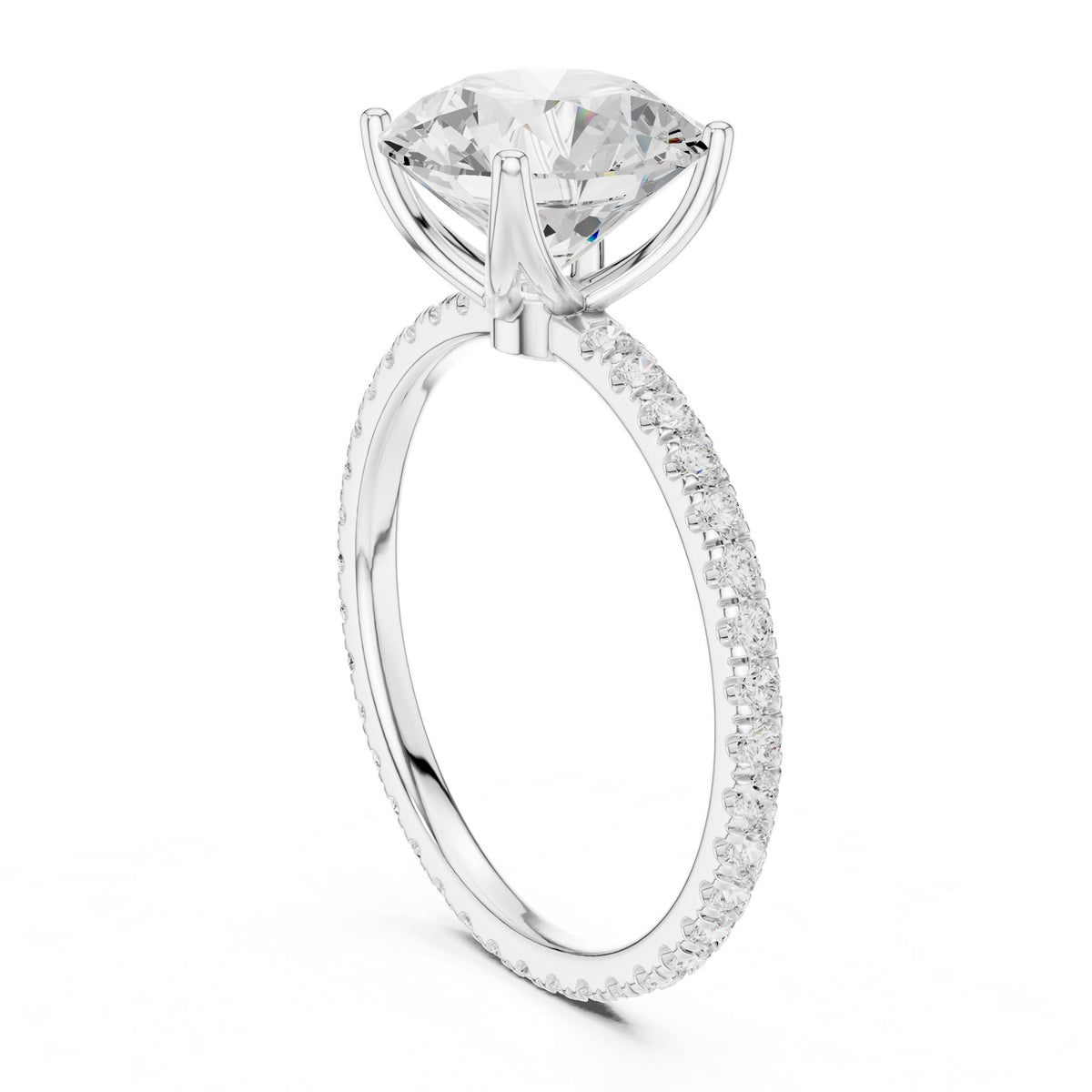 Round Pave Lab Grown Diamond Engagement Ring