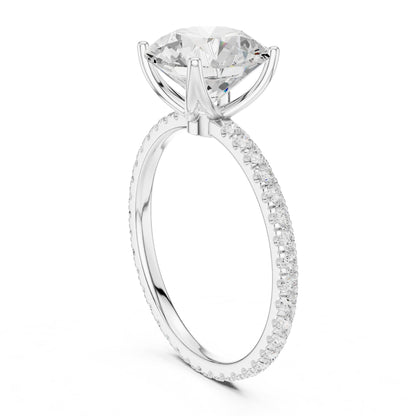 Round Pave Lab Grown Diamond Engagement Ring