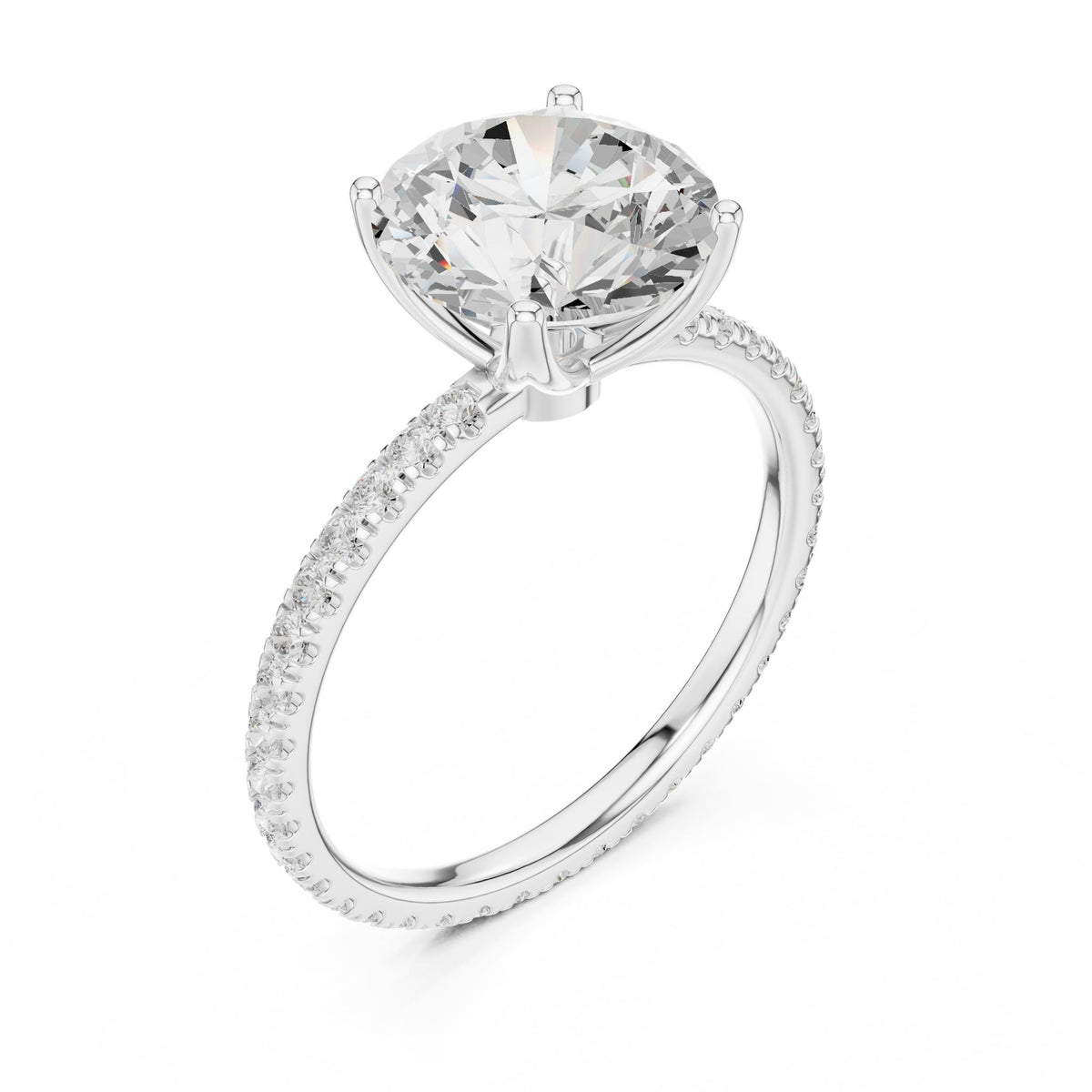 Round Pave Lab Grown Diamond Engagement Ring