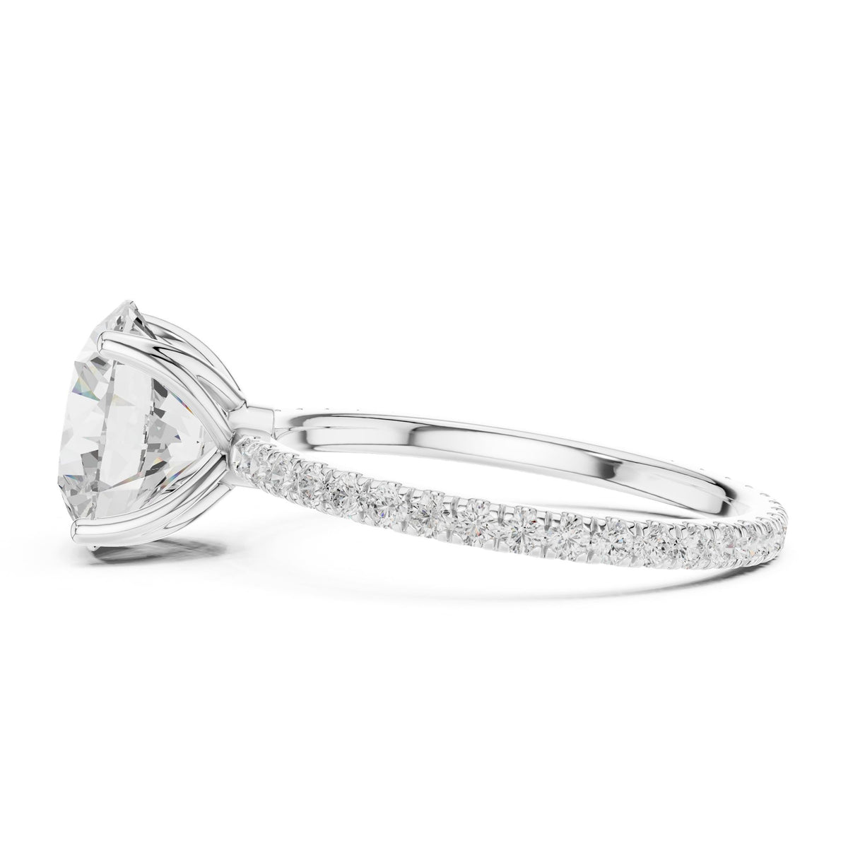 Round Pave Lab Grown Diamond Engagement Ring
