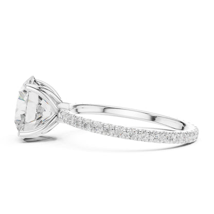 Round Pave Lab Grown Diamond Engagement Ring