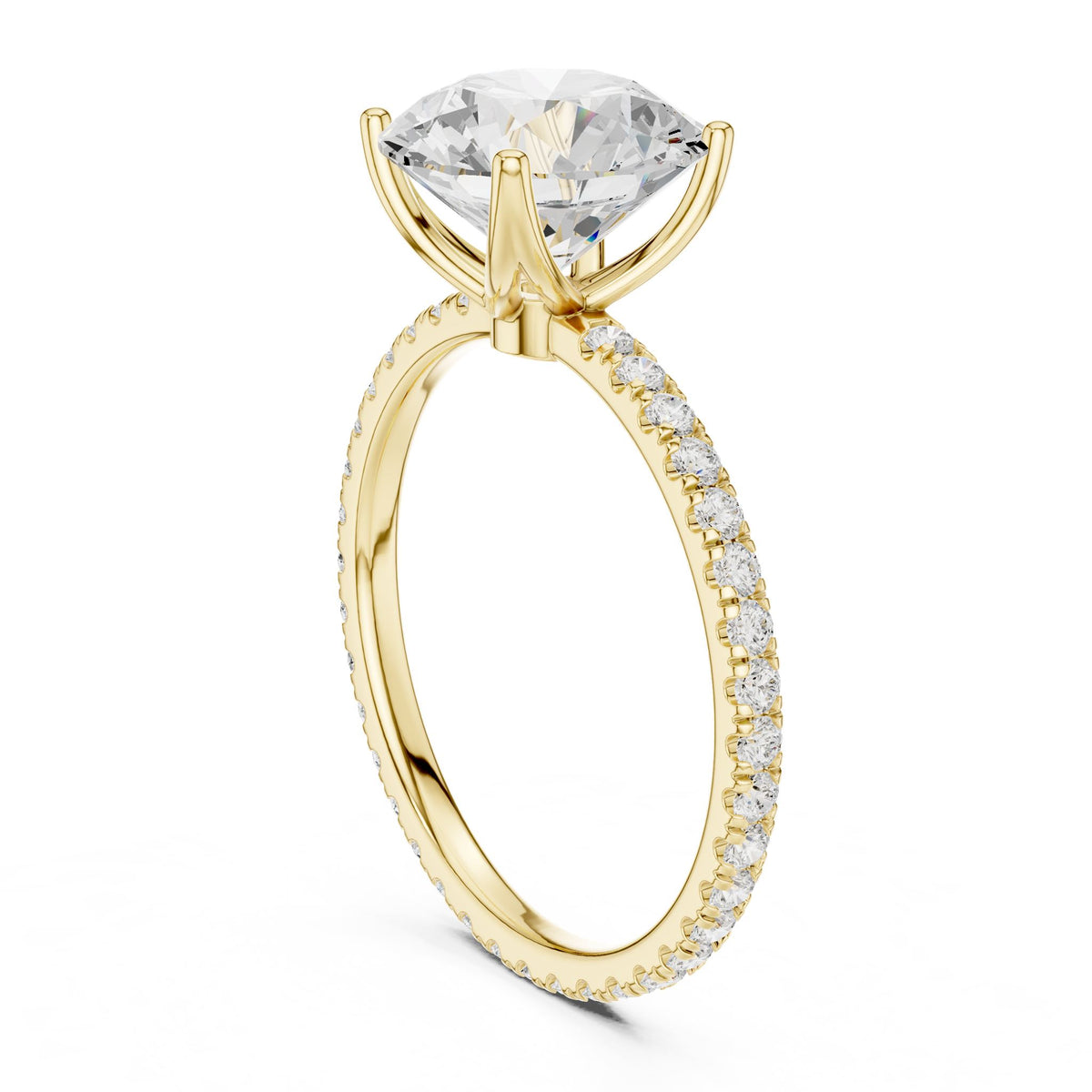 Round Pave Lab Grown Diamond Engagement Ring
