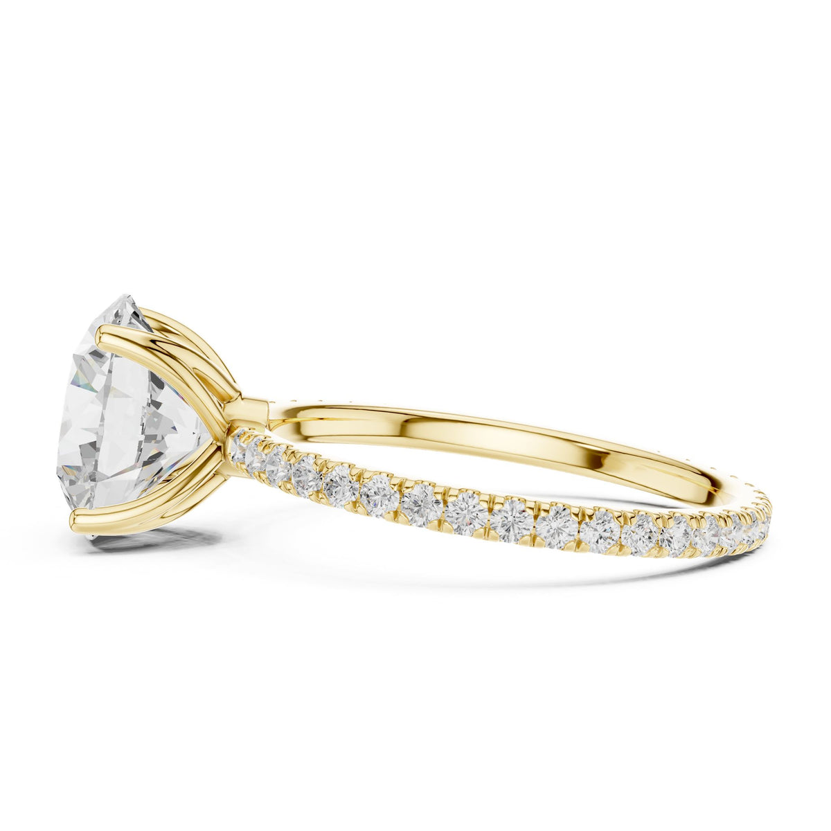 Round Pave Lab Grown Diamond Engagement Ring