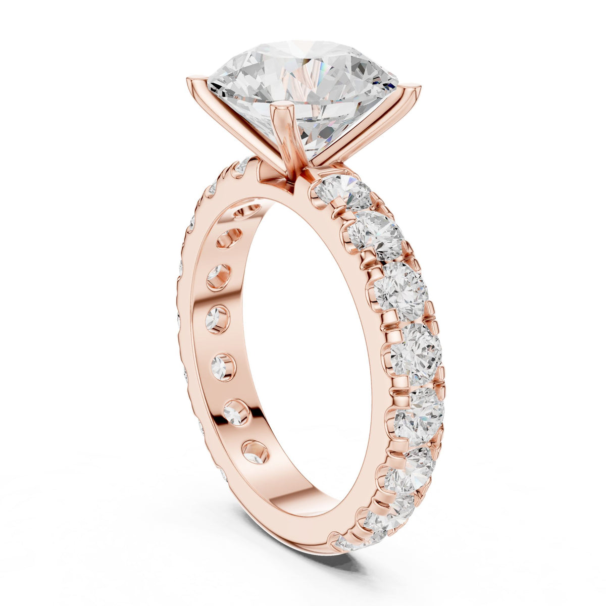 Round Pave Lab Grown Diamond Engagement Ring