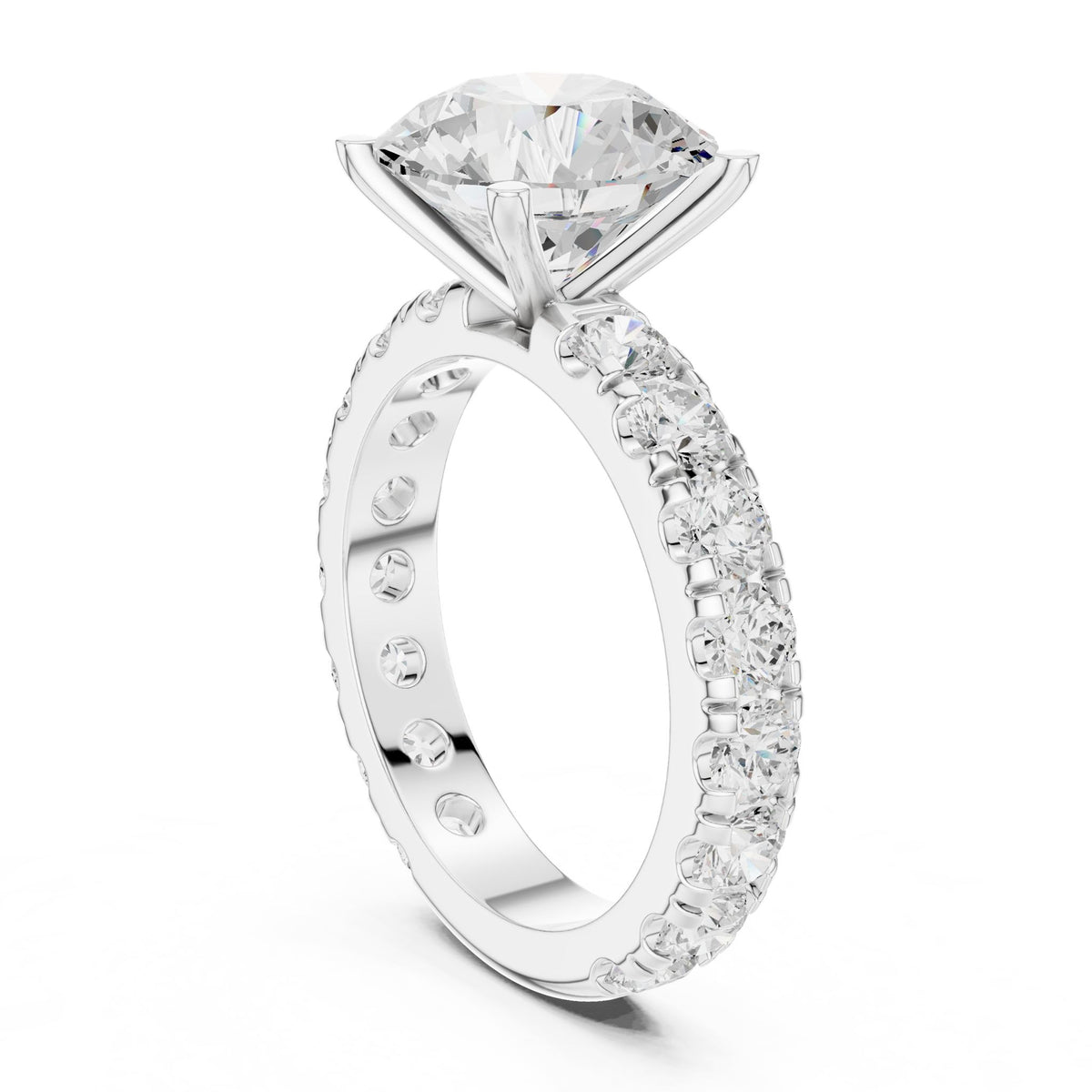 Round Pave Lab Grown Diamond Engagement Ring