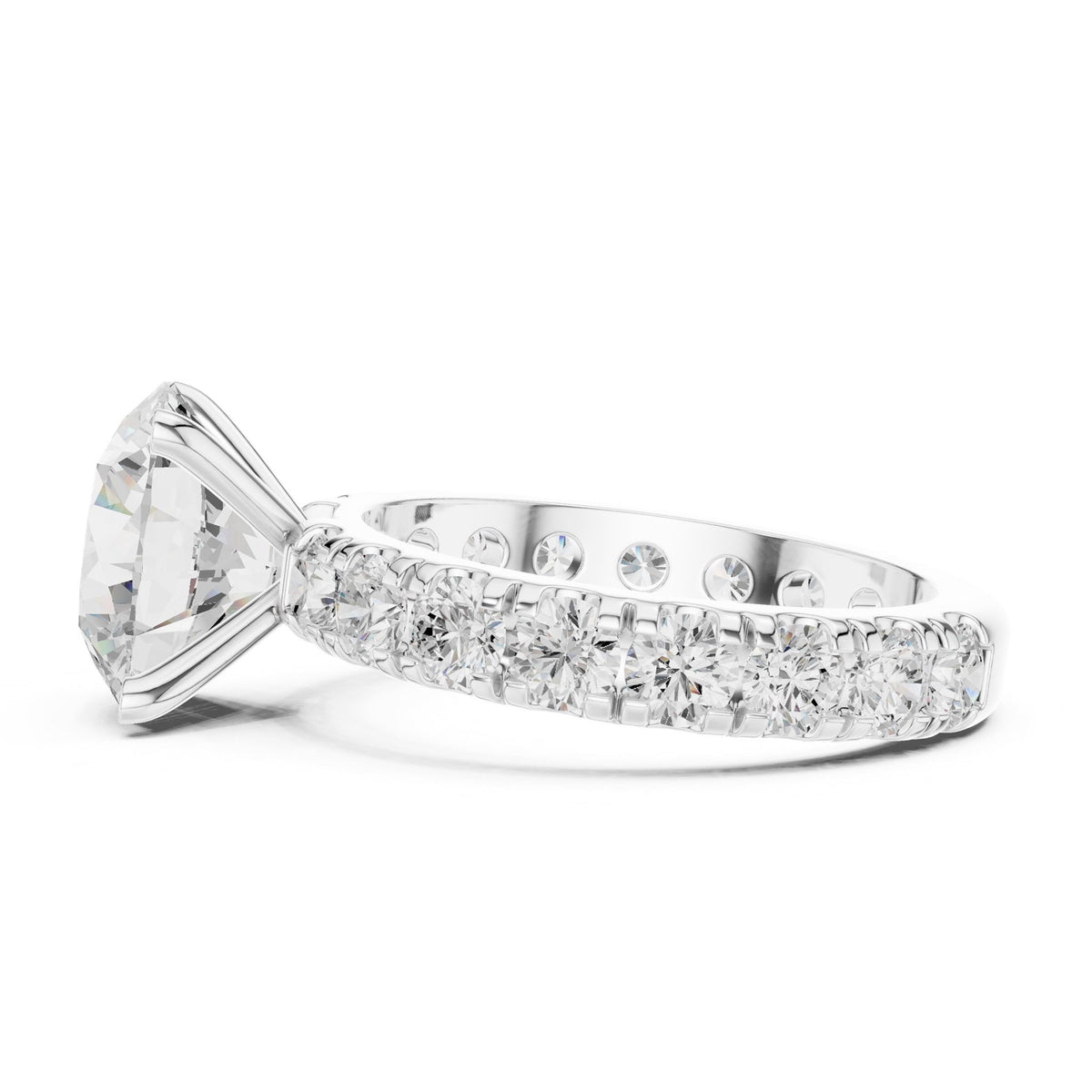 Round Pave Lab Grown Diamond Engagement Ring