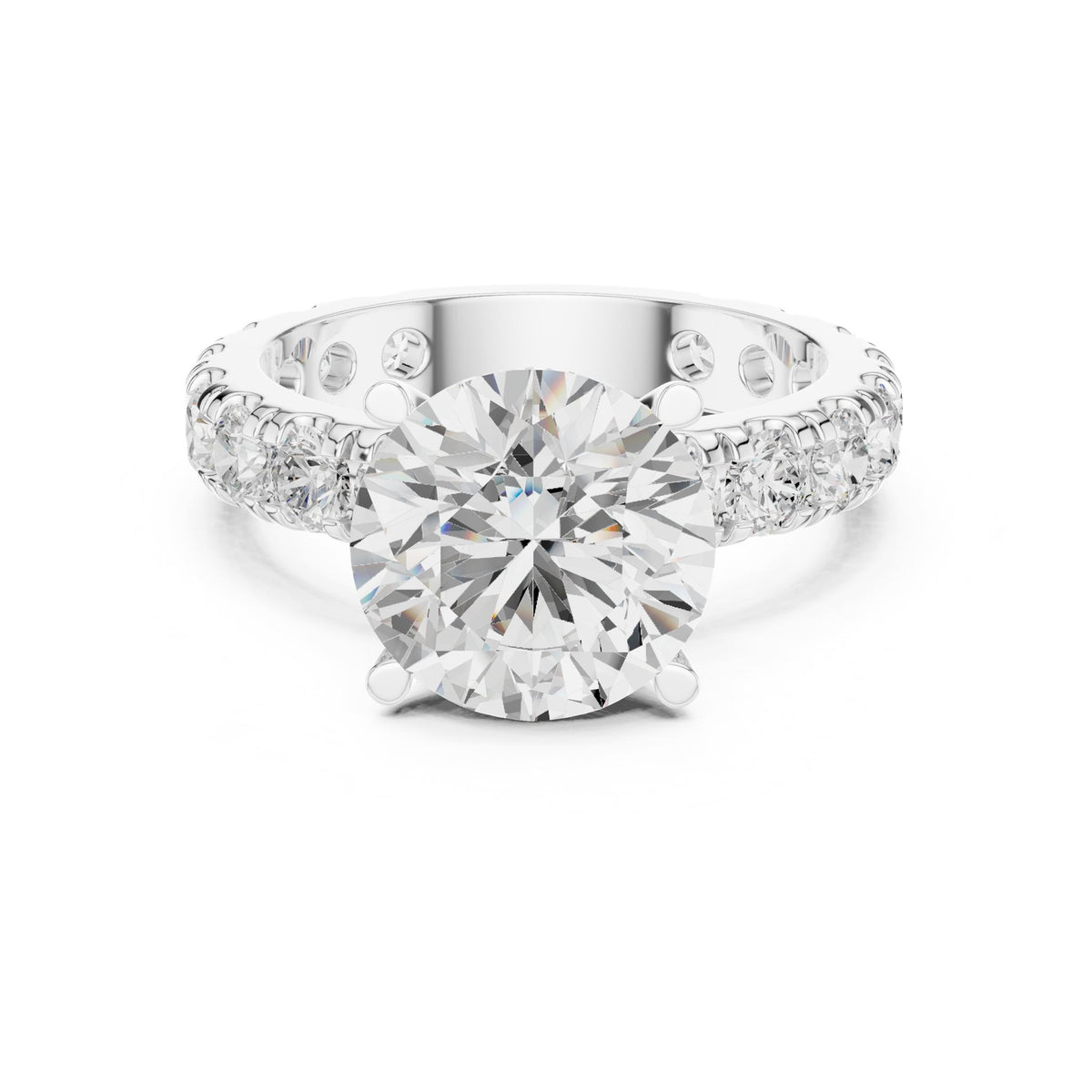 Round Pave Lab Grown Diamond Engagement Ring