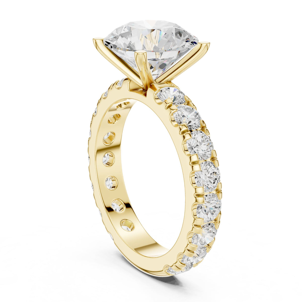 Round Pave Lab Grown Diamond Engagement Ring