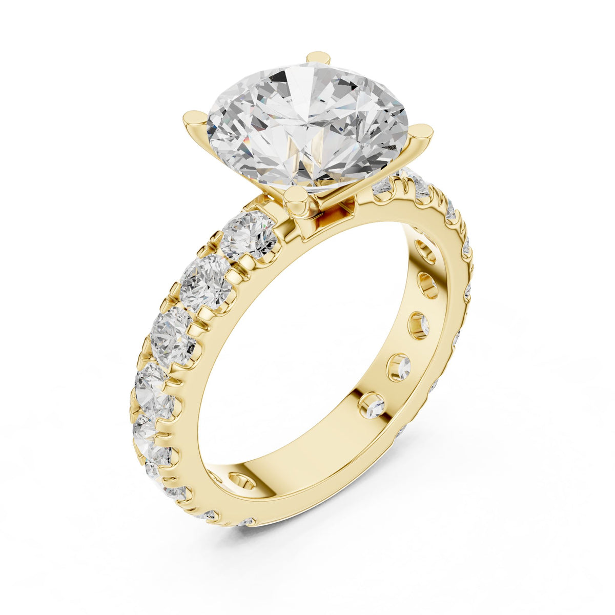 Round Pave Lab Grown Diamond Engagement Ring