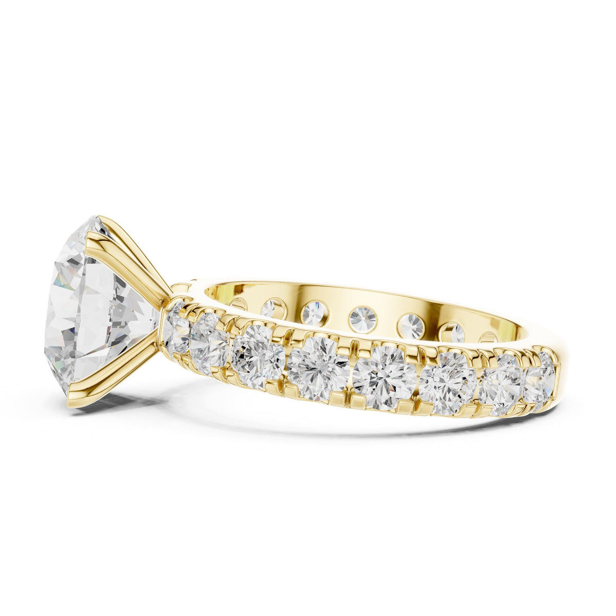Round Pave Lab Grown Diamond Engagement Ring