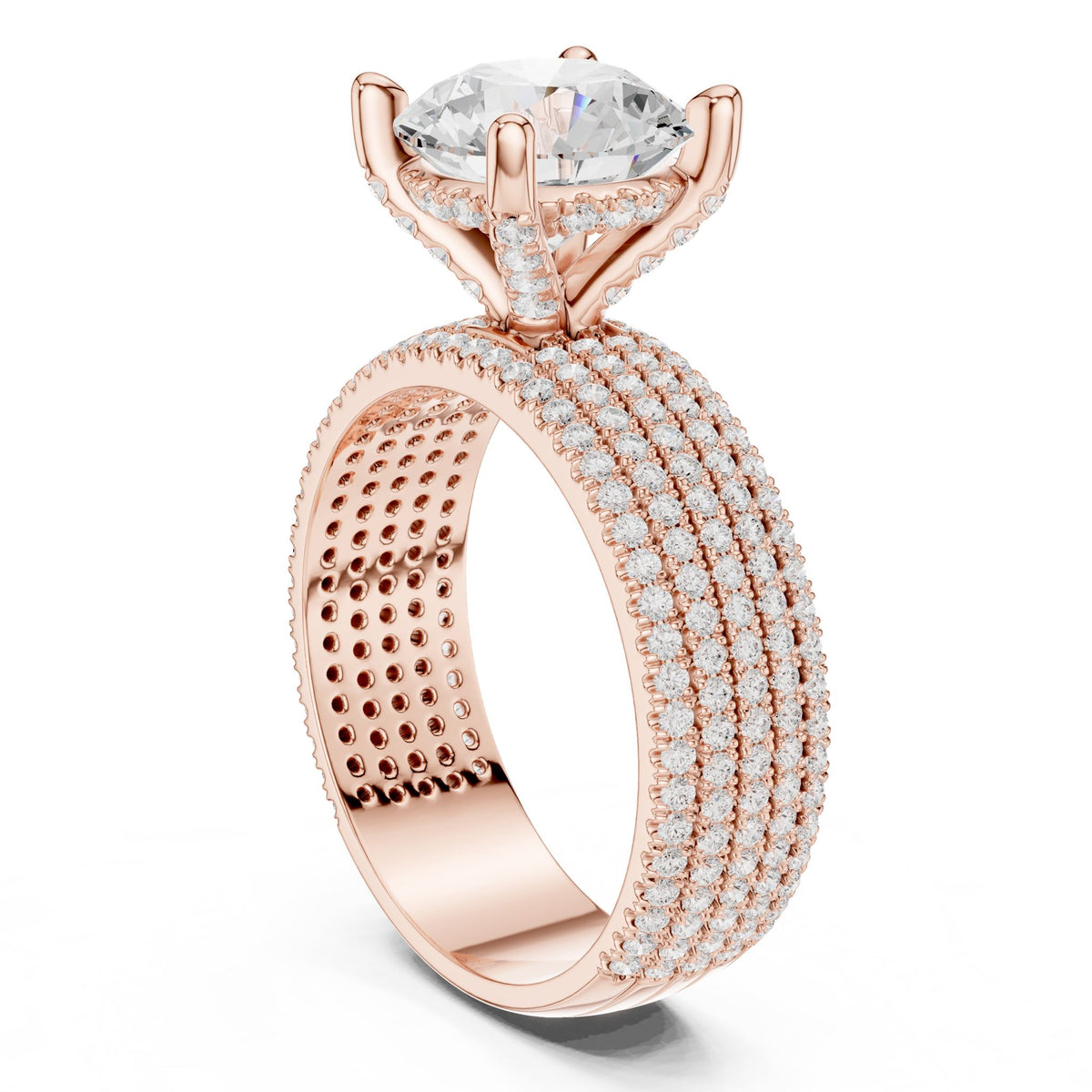 Round Pave Lab Grown Diamond Engagement Ring
