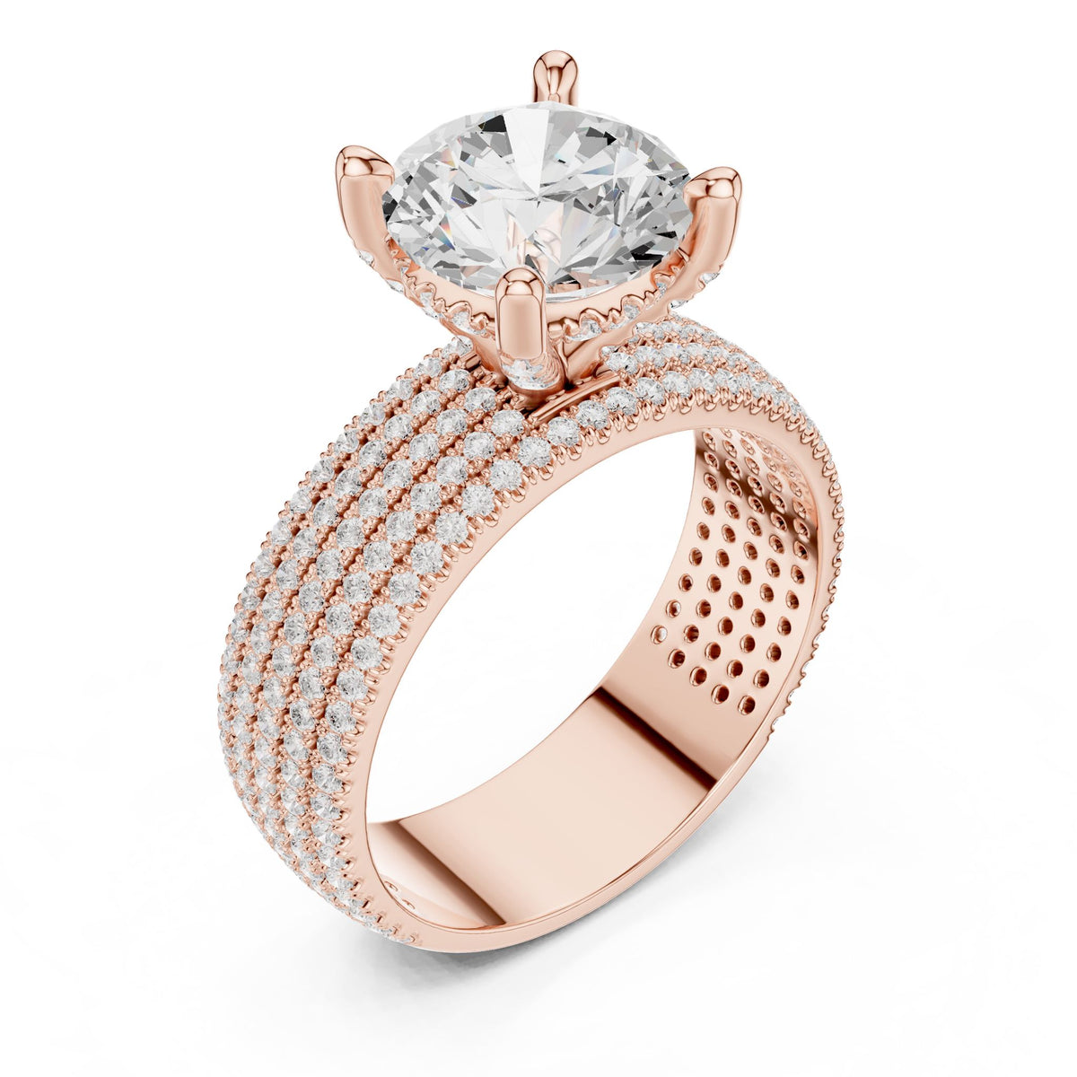 Round Pave Lab Grown Diamond Engagement Ring