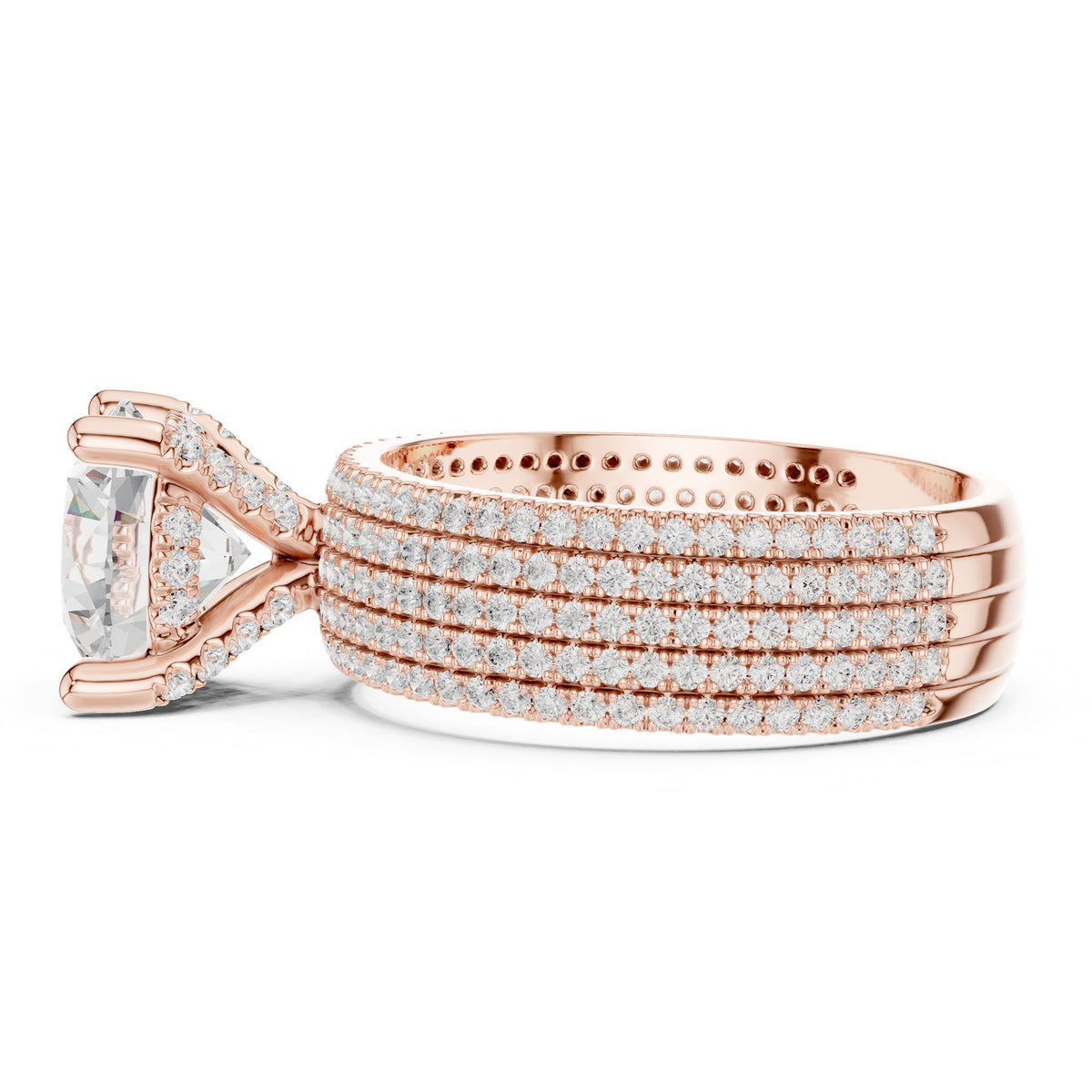 Round Pave Lab Grown Diamond Engagement Ring