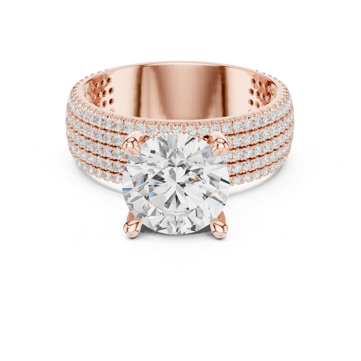 Round Pave Lab Grown Diamond Engagement Ring